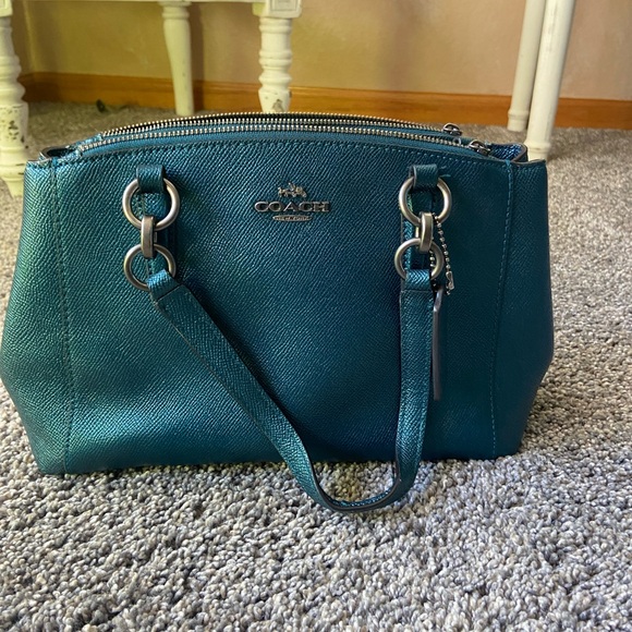 Coach Turquoise Leather Shoulder Bag - Picture 1 of 7